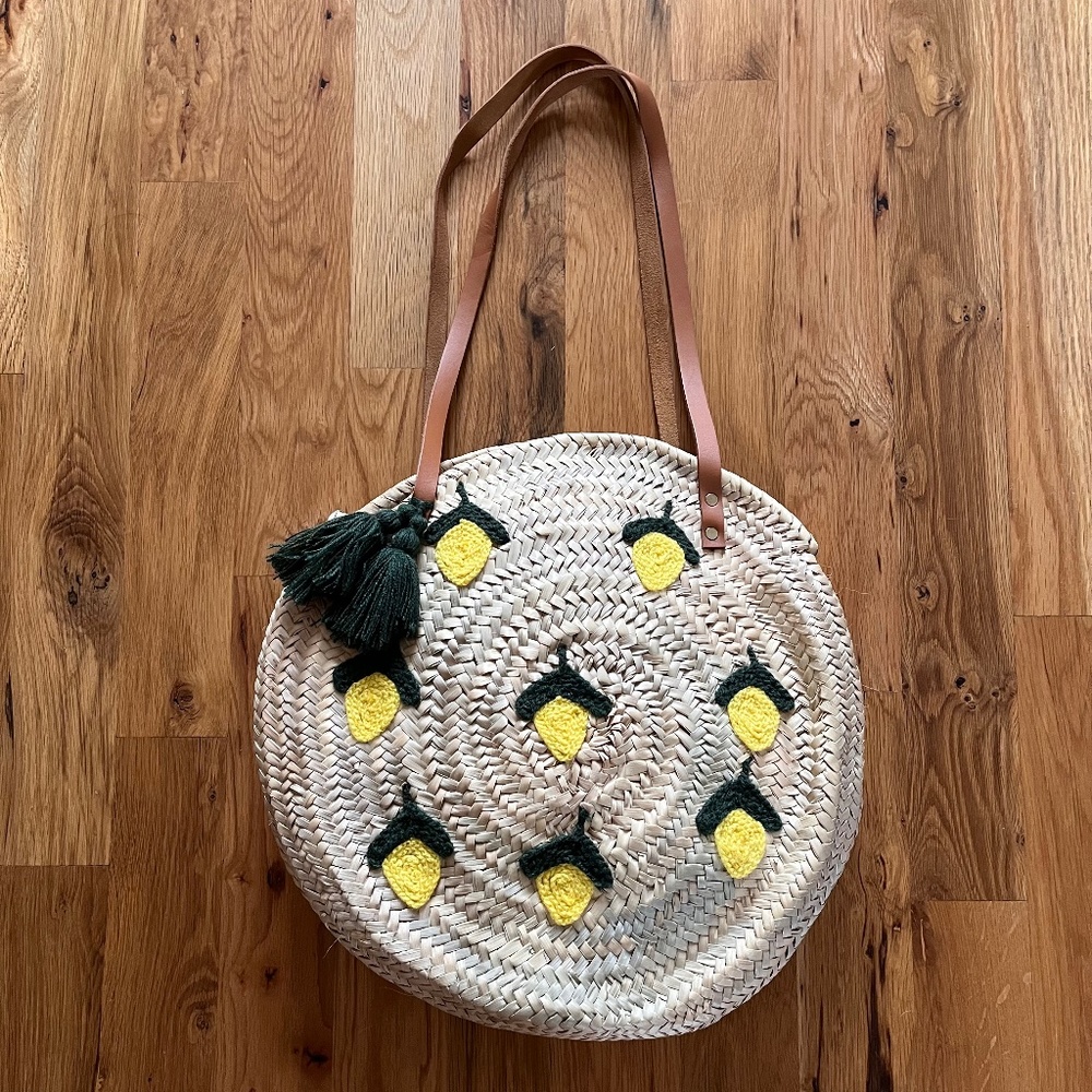Sezane Lemon Straw Tote